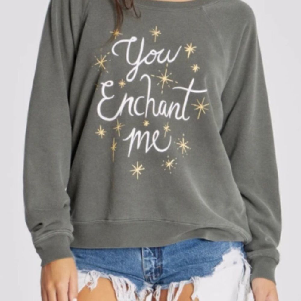 NWT Wildfox Enchantress You Enchant Me Sommers Sweatshirt size Medium Gray Top